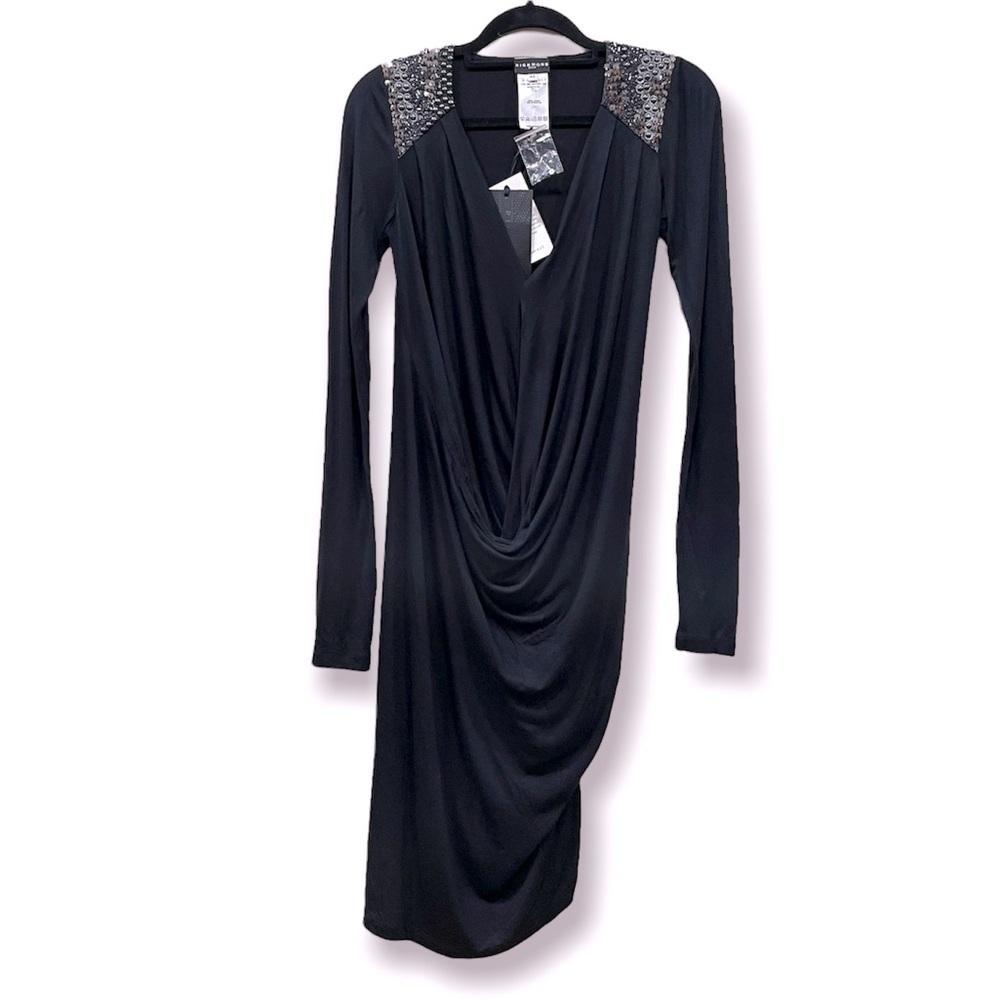 RICHMOND Denim asymmetrical black embellished dress size 12 NWT